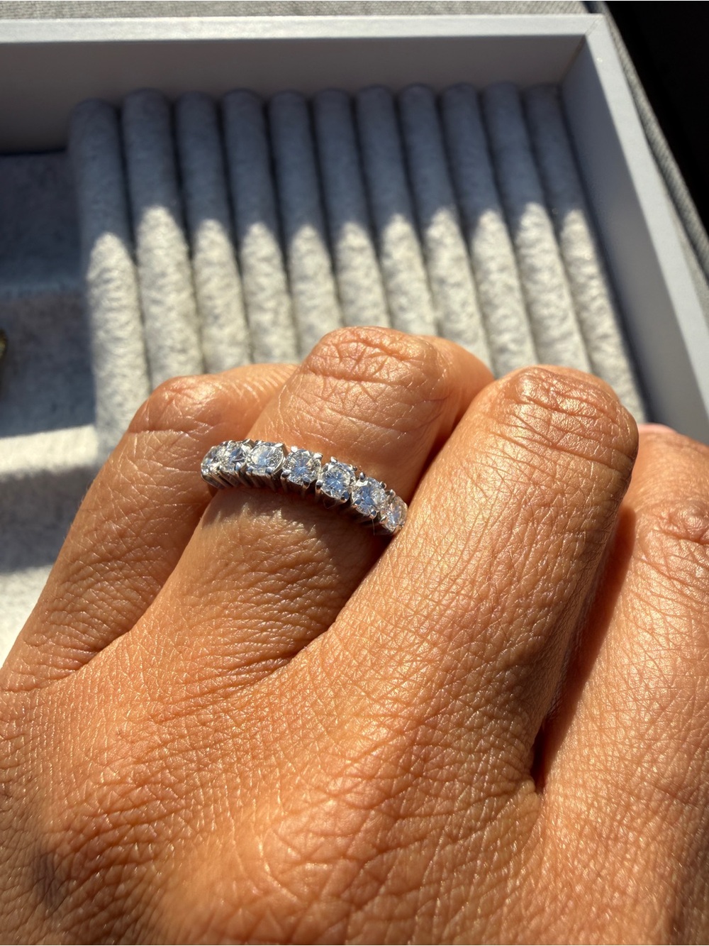 Classic sterling steel Eternity Ring with Cubic zirconia - size 7